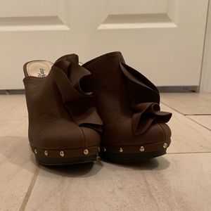 Brown Gold Studded Heels